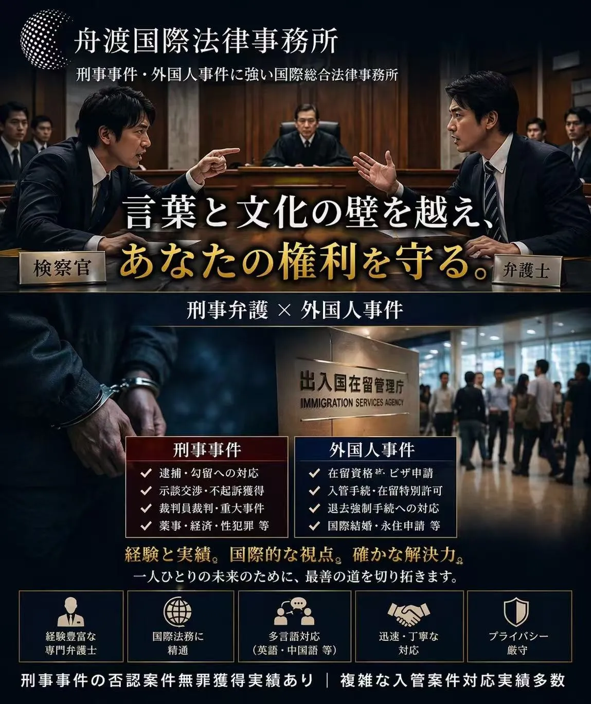 民事や刑事事件など幅広く応じる業務